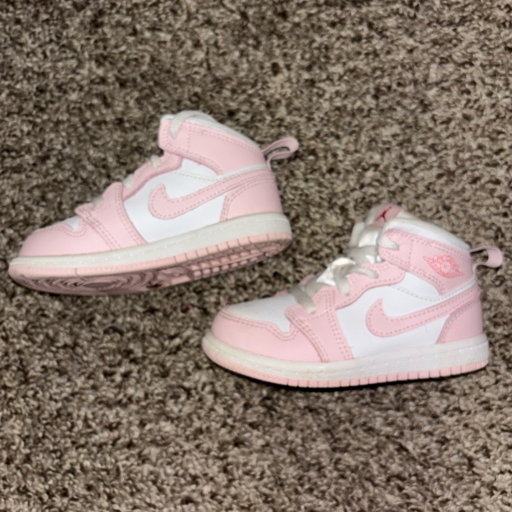 Jordan Toddler High-Top Sneakers in Pink and White